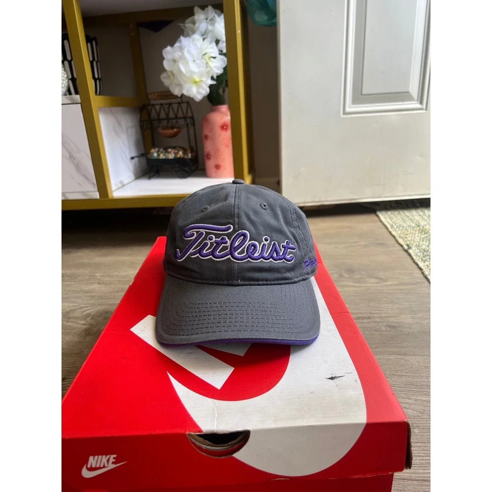 Titleist Pro V1 FootJoy Golf Adjustable Hat Gray Purple Patch